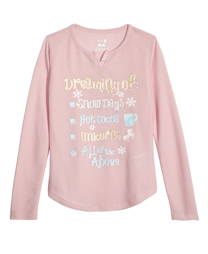 Max & Olivia Little & Big Girls Graphic-Print Pajama Top, Created for ...
