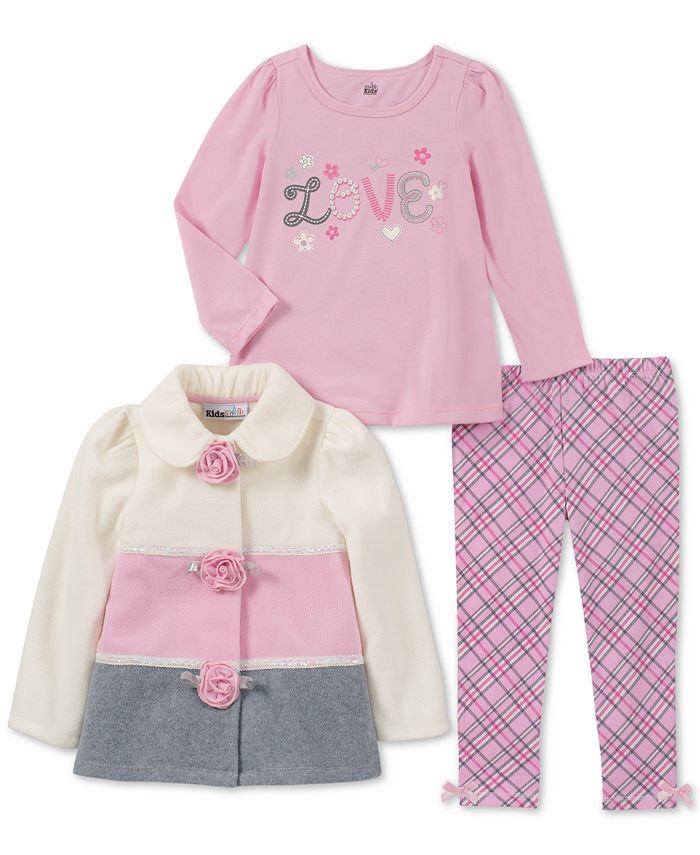 Kids Headquarters Toddler Girls 3-Pc. Colorblocked Fleece Jacket, T ...