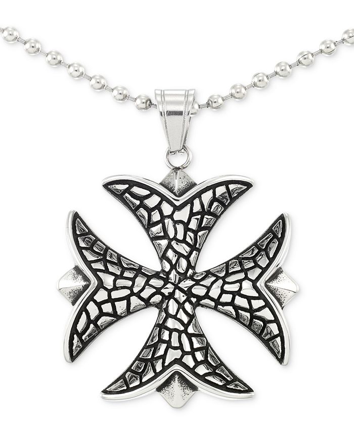 LEGACY for MEN by Simone I. Smith - Celtic Cross 24" Pendant Necklace in Stainless Steel