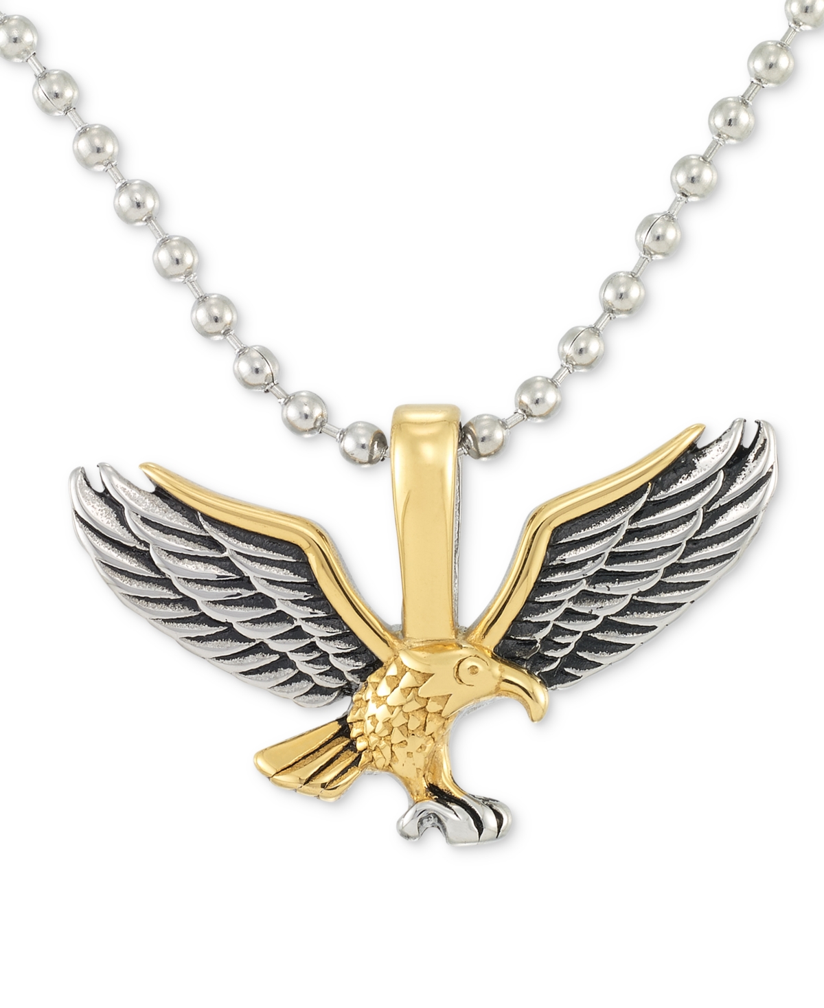 Legacy for Men by Simone I. Smith Two-Tone Eagle 24" Pendant Necklace in Stainless Steel & Yellow and Black Ion-Plate