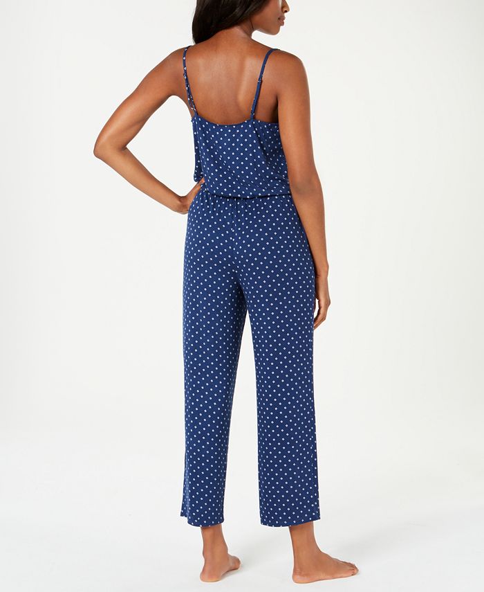Alfani Lace-Up Print Knit Pajama Jumpsuit, Created for Macy's - Macy's