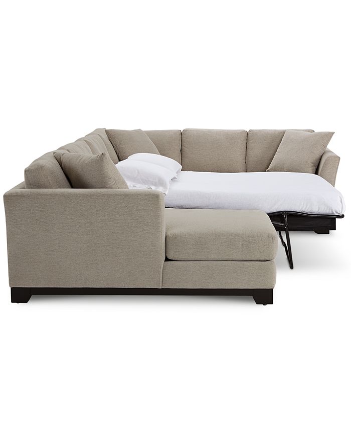 Furniture Elliot II 138" Fabric 3Piece Chaise Sleeper Sectional