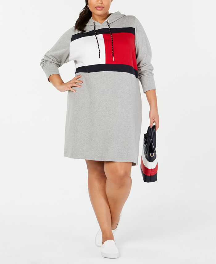 Tommy Hilfiger Plus Size Logo Sweatshirt Dress, Created for Macy's Macy's