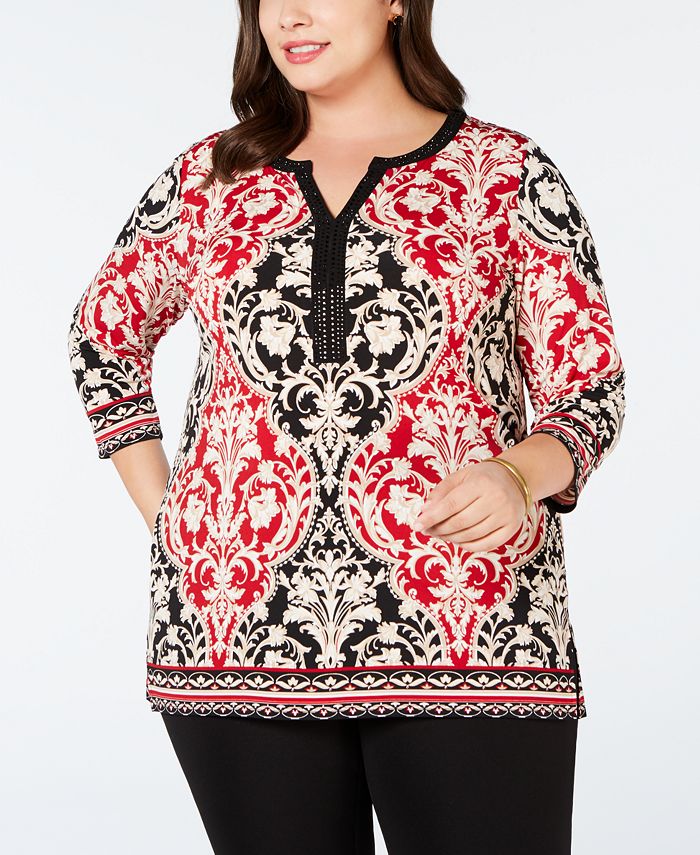 JM Collection Women's Red Plus Size Clothing