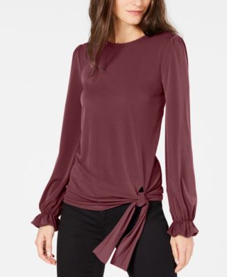 Michael Kors Statement-Sleeve Side-Tie Blouse - Macy's