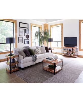 Ryegate Natural Live Edge Solid Wood with Metal Cube Coffee Table