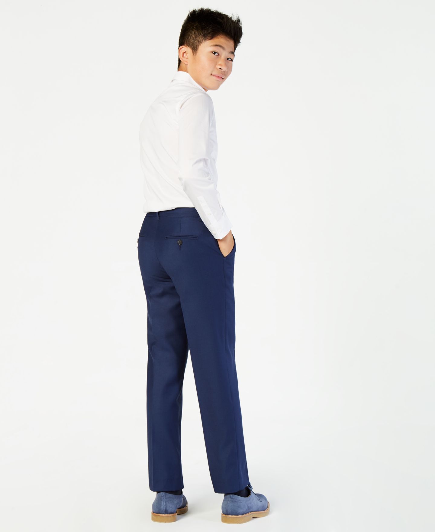 Брюки Calvin Klein Slim-Fit Infinite Stretch Machine Washable Suit Pants для мальчиков — фото 4