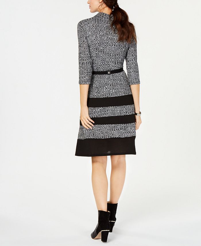 Robbie Bee Petite Belted Cowl-Neck Sweater Dress - Macy's