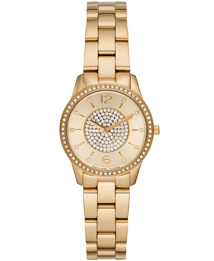 Michael Kors Women's Runway Gold-Tone Stainless Steel Bracelet Watch ...