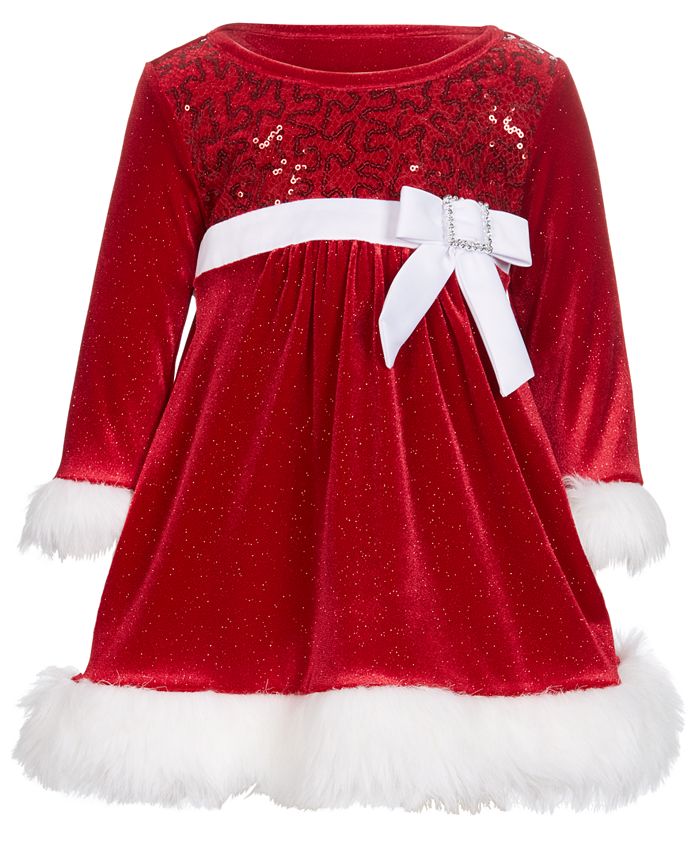 Bonnie Baby Baby Girls Faux Fur Trim Santa Dress Macy s