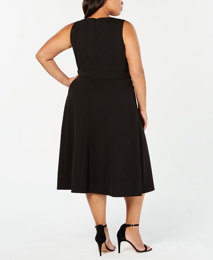 Calvin Klein Plus Size Tie-Detail Fit & Flare Midi Dress & Reviews ...