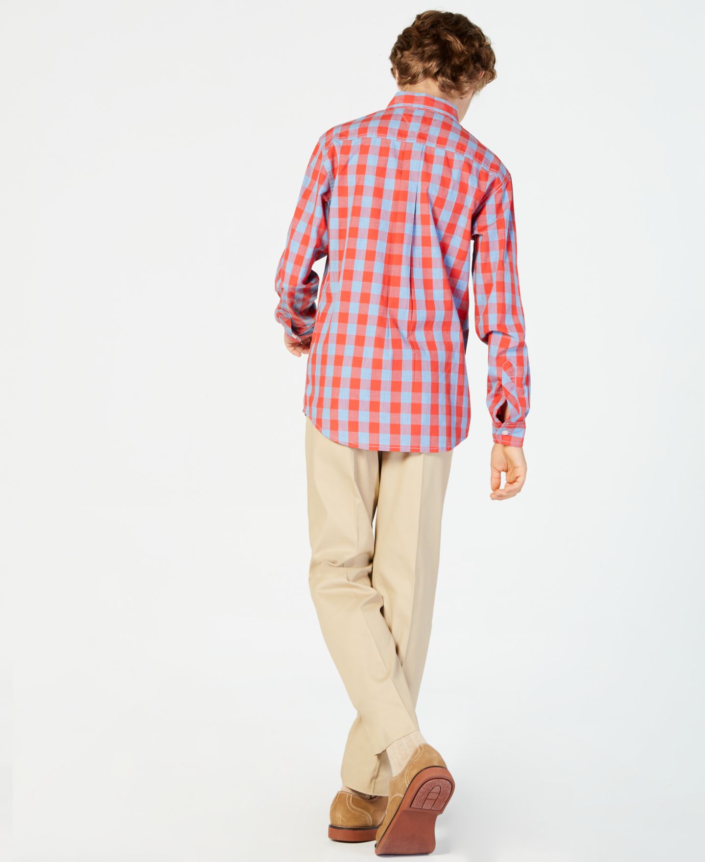 Рубашка Tommy Hilfiger Kirk Box-Plaid Button-Down Shirt для мальчиков, цвет: Fireside — фото 5