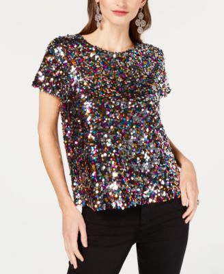 macy's plus size sequin tops