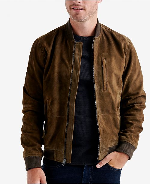 Lucky Brand Men's Suede Leather Bomber Jacket & Reviews - Coats ...