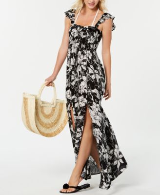 Raviya - Printed Ruffled Maxi Dress Cover-Up