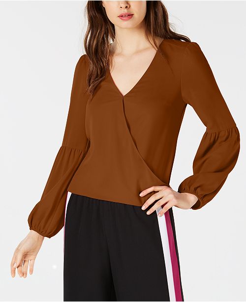 Bar III BlousonSleeve Surplice Top, Created for Macy's & Reviews