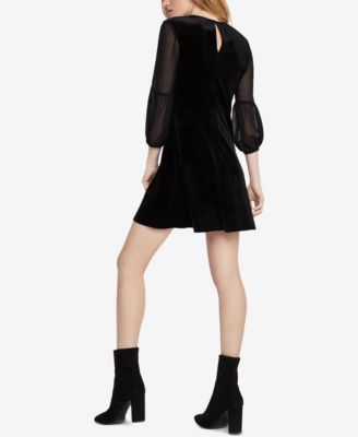 BCBGeneration Velvet Puff-Sleeve A-Line Dress - Macy's