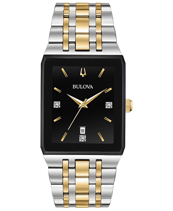 Bulova - Men's Diamond-Accent Two-Tone Stainless Steel Bracelet Watch 30.5x45mm