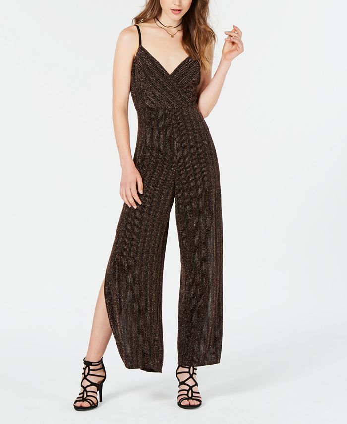 Material Girl Juniors' Metallic-Striped Jumpsuit, Created for Macy's ...