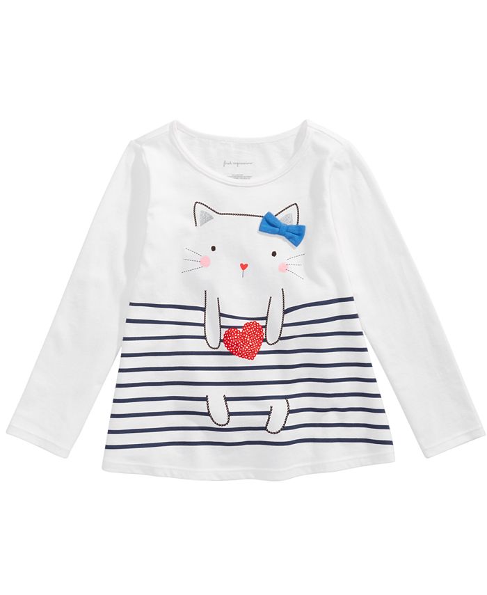 First Impressions Toddler Girls Long-Sleeve Cat T-Shirt, Created for ...