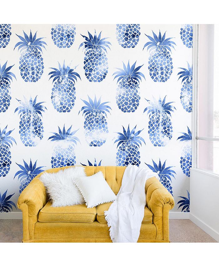 Deny Designs - Schatzi Brown Pineapples Blue Wall Mural