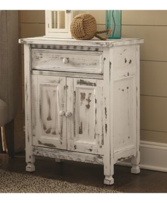Country Cottage Accent Cabinet, White Antique Finish