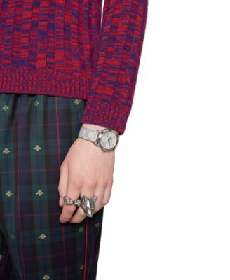 Gucci Unisex Swiss G-Timeless White Hologram Leather Strap Watch 38mm