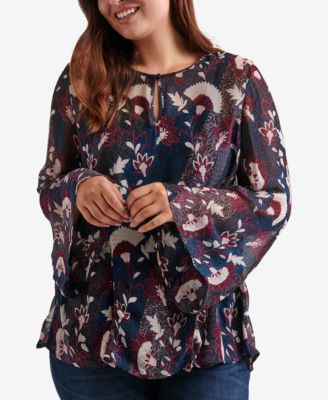 Lucky Brand - Plus Size Printed Peasant Top
