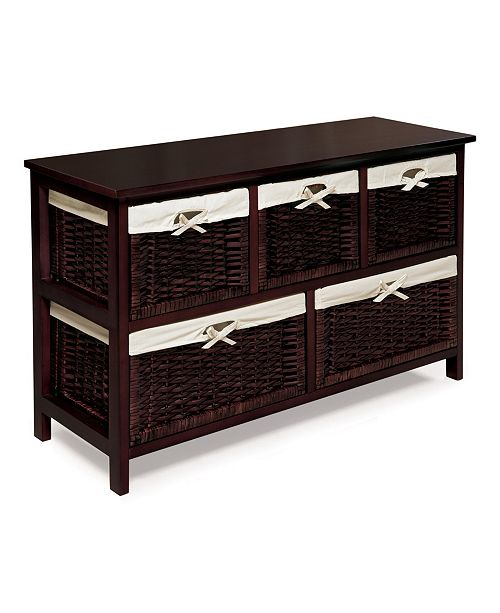 Badger Basket Five Basket Storage Unit With Wicker Baskets