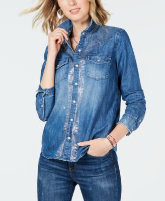 Lucky Brand Cotton Metallic-Trim Denim 