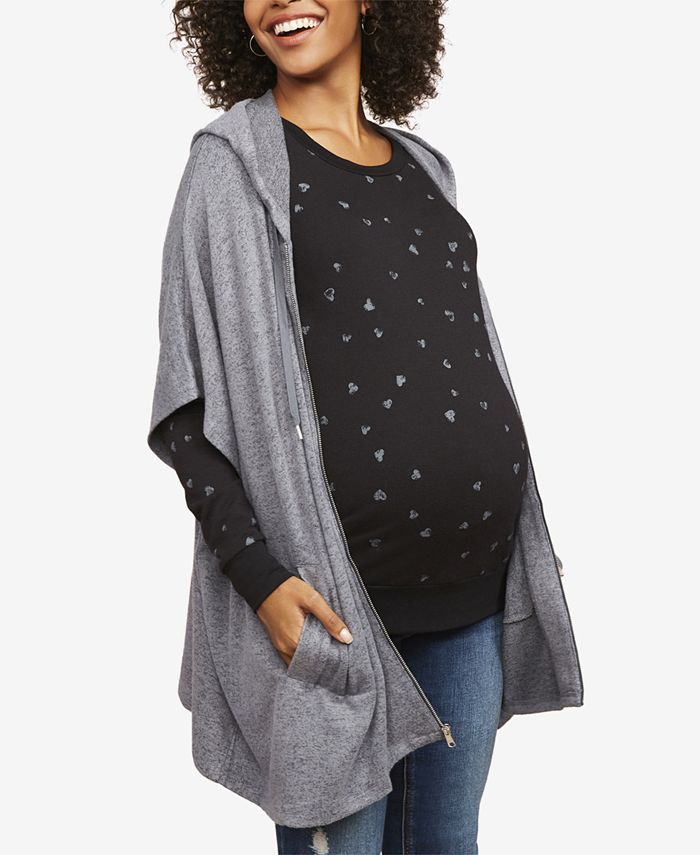 Motherhood Maternity ShortSleeve ZipFront Hoodie Macy's