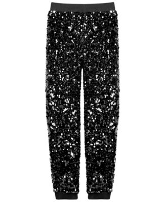 black sequin jogger pants