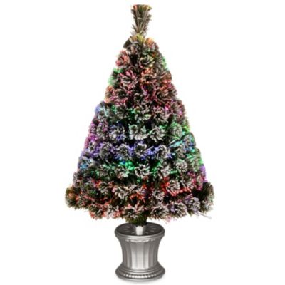 National Tree Company - National Tree 48" Fiber Optic Evergreen Flocked Tree