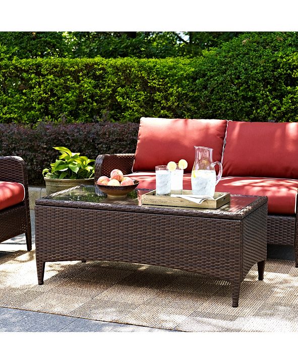 Crosley Kiawah Outdoor Wicker Glass Top Table Reviews Furniture Macy S