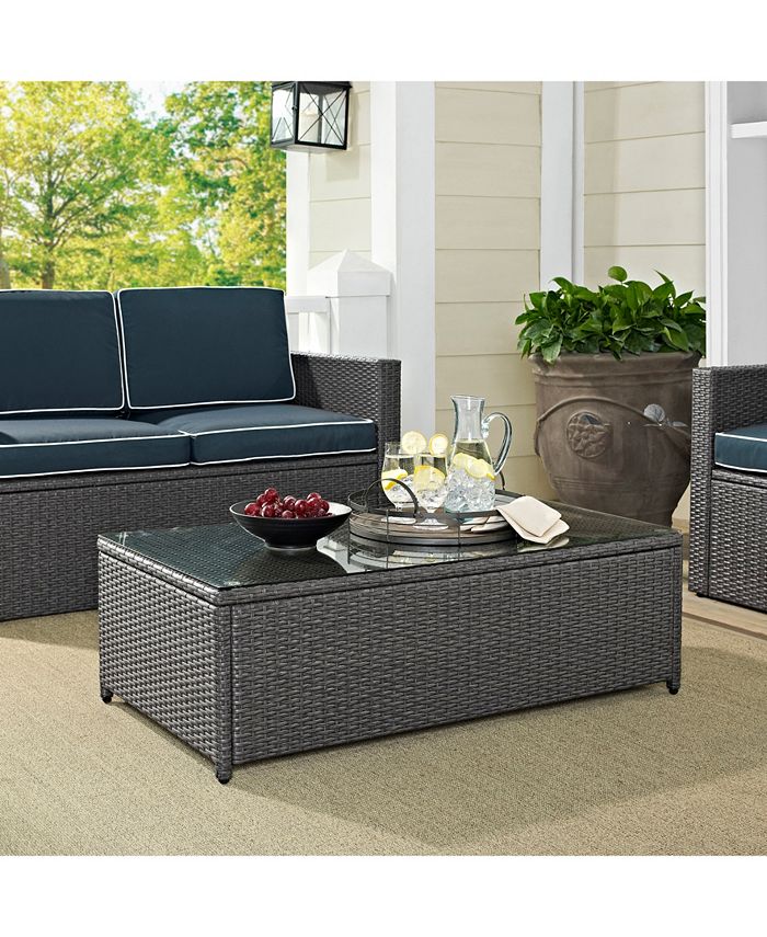 Crosley Palm Harbor Outdoor Wicker Glass Top Table Macy's