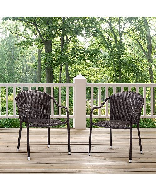 Crosley Palm Harbor Outdoor Wicker Stackable Chairs Set Of 2