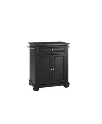 Alexandria Solid Black Granite Top Portable Kitchen Island