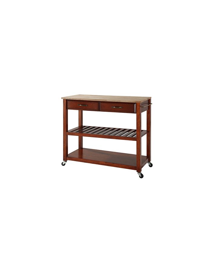 Crosley Natural Wood Top Kitchen Cart Island With Optional Stool