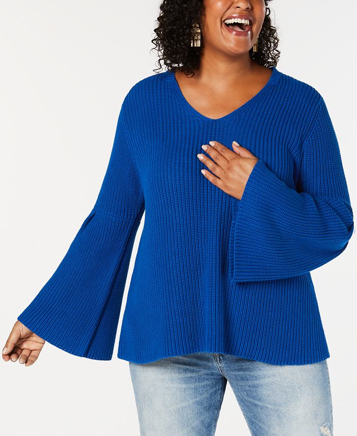 barriere Knop fly Style & Co Plus Size Trumpet-Sleeve Sweater, Created for Macy's - Macy's
