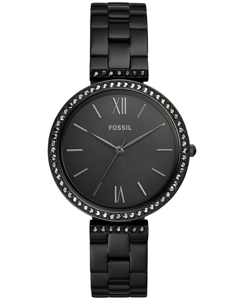 Fossil Women S Madeline Black Stainless Steel Bracelet Watch 38mm Reviews Watches Jewelry Watches Macy S
