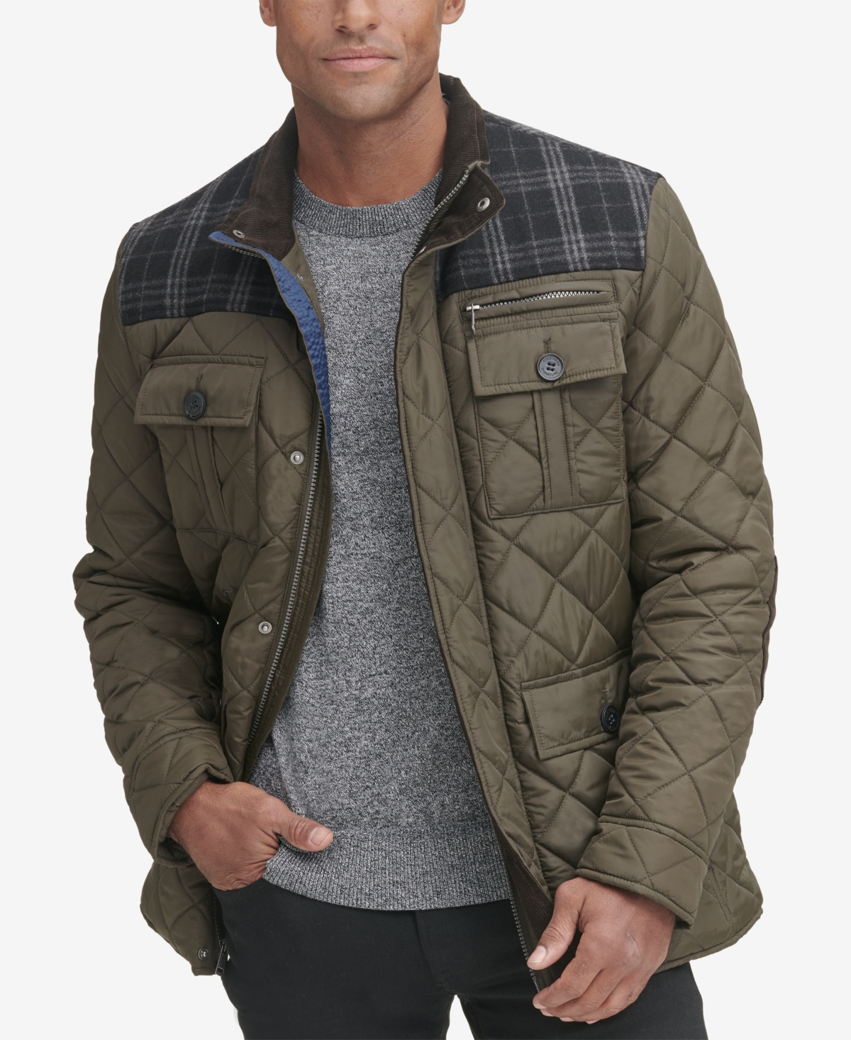 Cole Haan Mixed Media Quilted Jacket