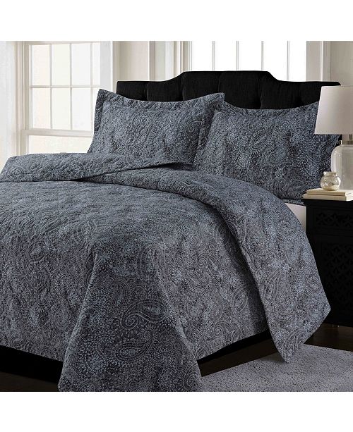 Tribeca Living Lyon Microfiber Paisley Printed Oversized King Quilt Set