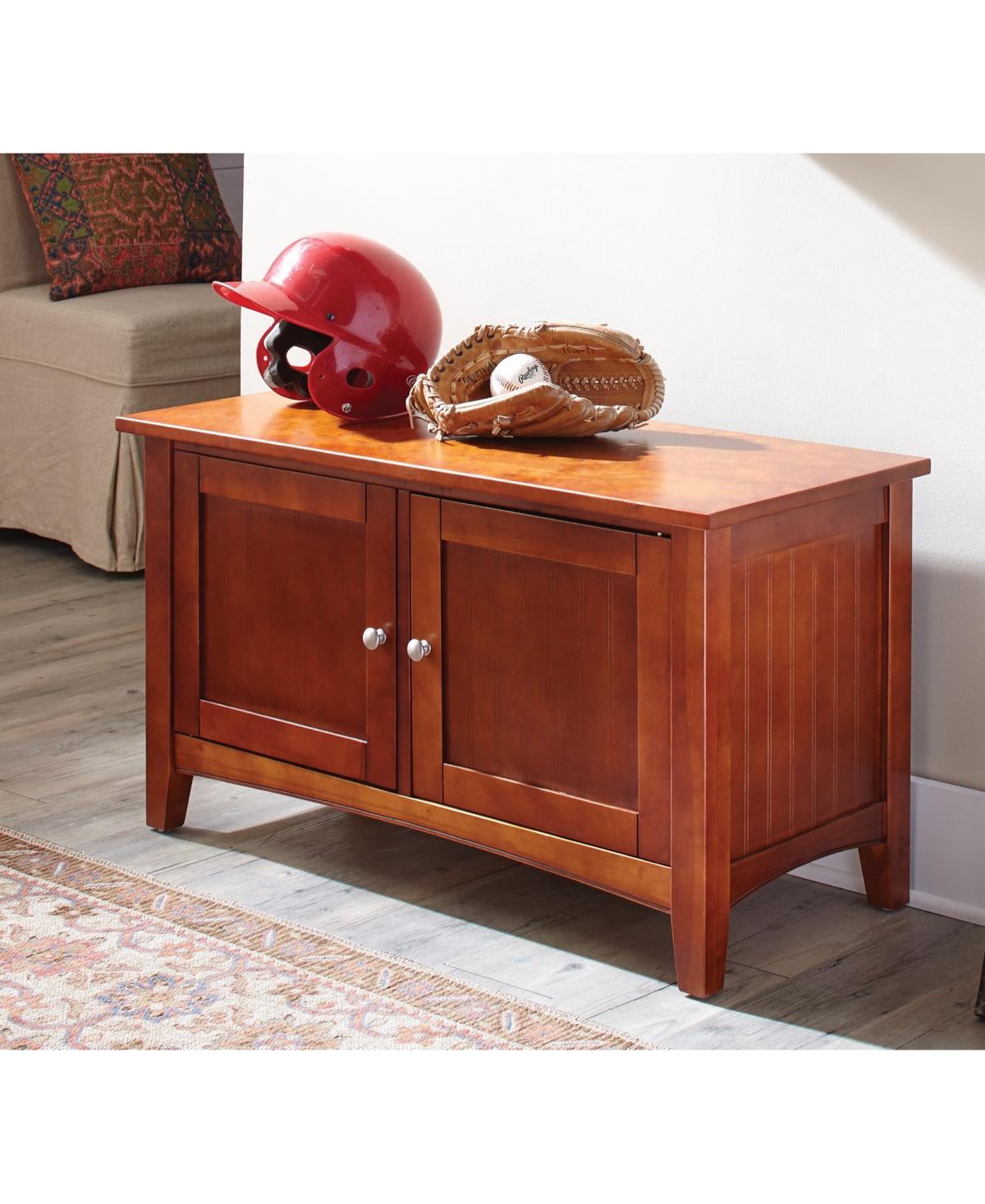 Shaker Cottage Storage Cabinet Bench,- Cherry