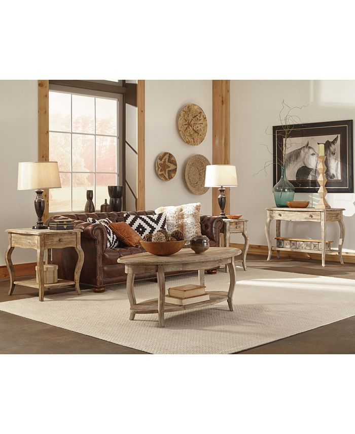Alaterre Furniture Rustic Reclaimed Oval Coffee Table, Driftwood Macy's