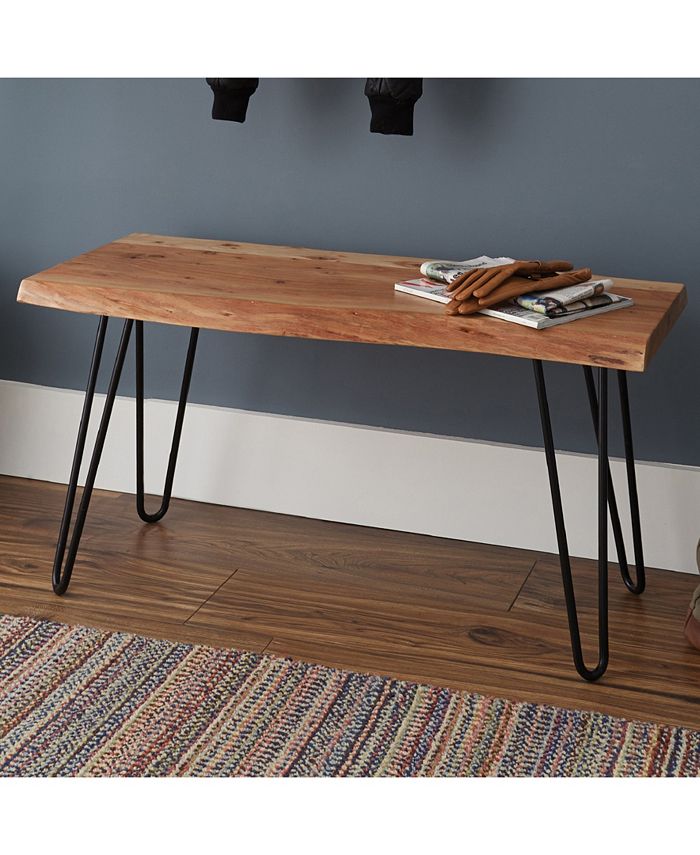 Bolton Furniture Hairpin Natural Live Edge Wood With Metal 36" Bench
