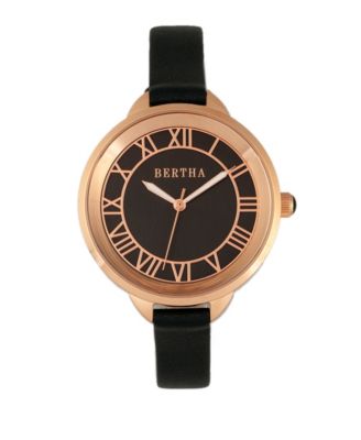 Quartz Madison Collection Black And Rose Gold Leather Watch 36Mm