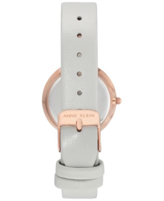 Women's Light Gray Leather Strap Watch 32mm
