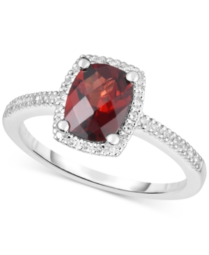 image of Blue Topaz (1-1/2 ct. t.w.) & Diamond (1/8 ct. t.w.) Ring in 14k White Gold (Also in Rhodolite Garnet, Peridot & Amethyst)