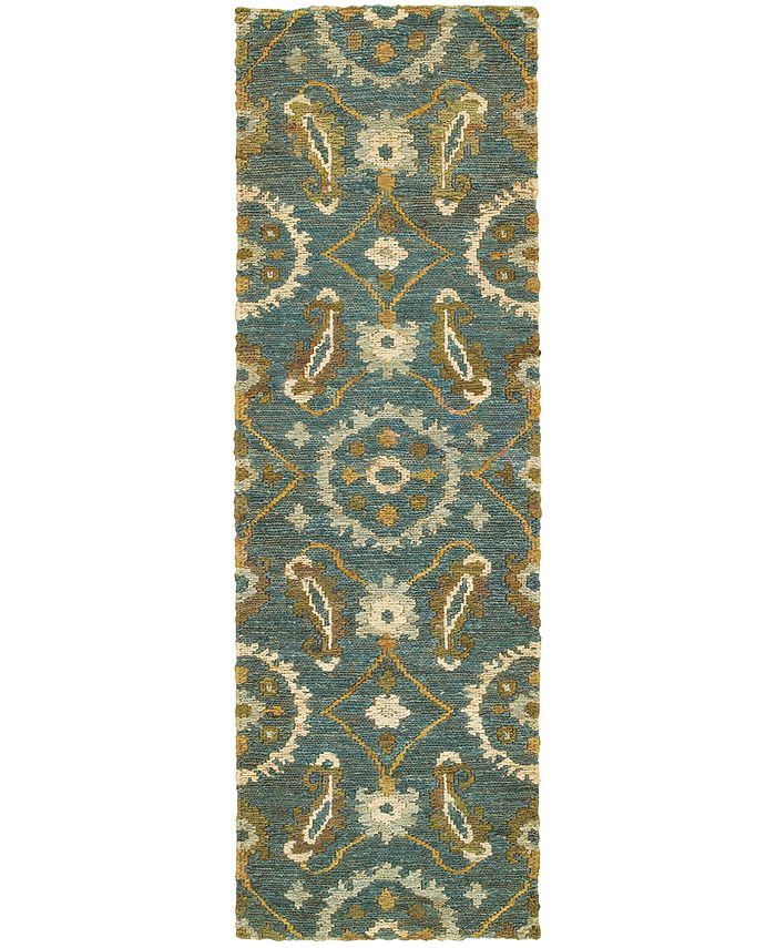 Tommy Bahama Home Valencia 57702 Blue/Green 2'6" x 8' Runner Area Rug