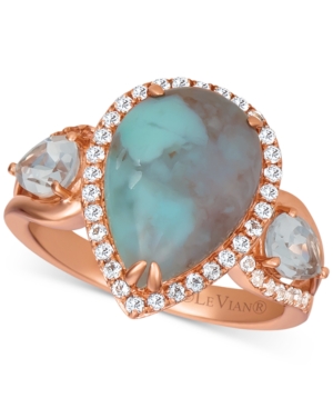 image of Le Vian Sky Aquaprase (14 x 10mm) & White Topaz (1-1/5 ct. t.w.) Ring in 14k Rose Gold